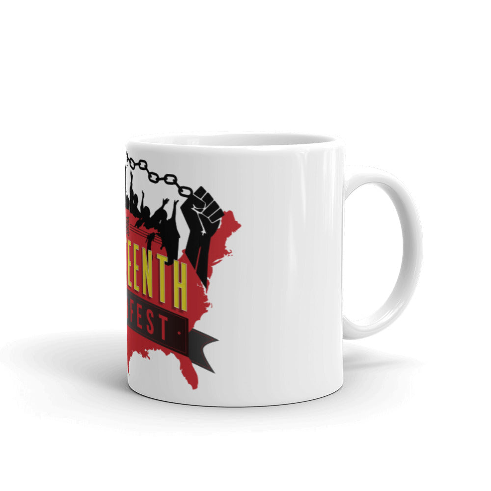 Official Juneteenth Unityfest White glossy mug